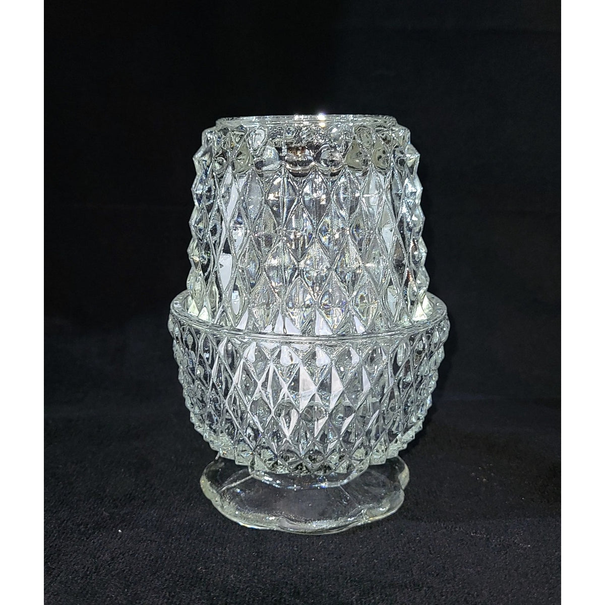 Vintage Indiana Glass Diamond Point Fairy Lamp, Angel Light, Votive Candle Lamp,
