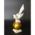 NEU-TETTA Bavarian Porcelain Bird decor, White and Gold, Bird on Ball 5.5", 1930s