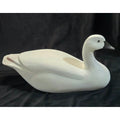 Vintage 20" Wooden Goose, Duck Decoy Sculpture - Elegant White With Black Accents