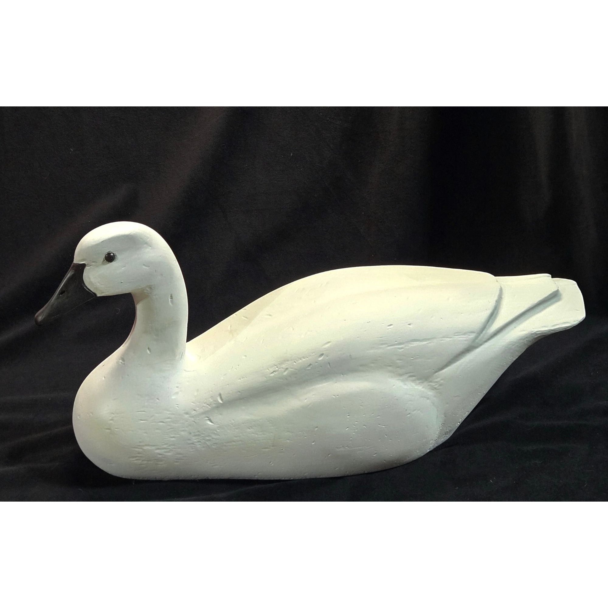 Vintage 20" Wooden Goose, Duck Decoy Sculpture - Elegant White With Black Accents