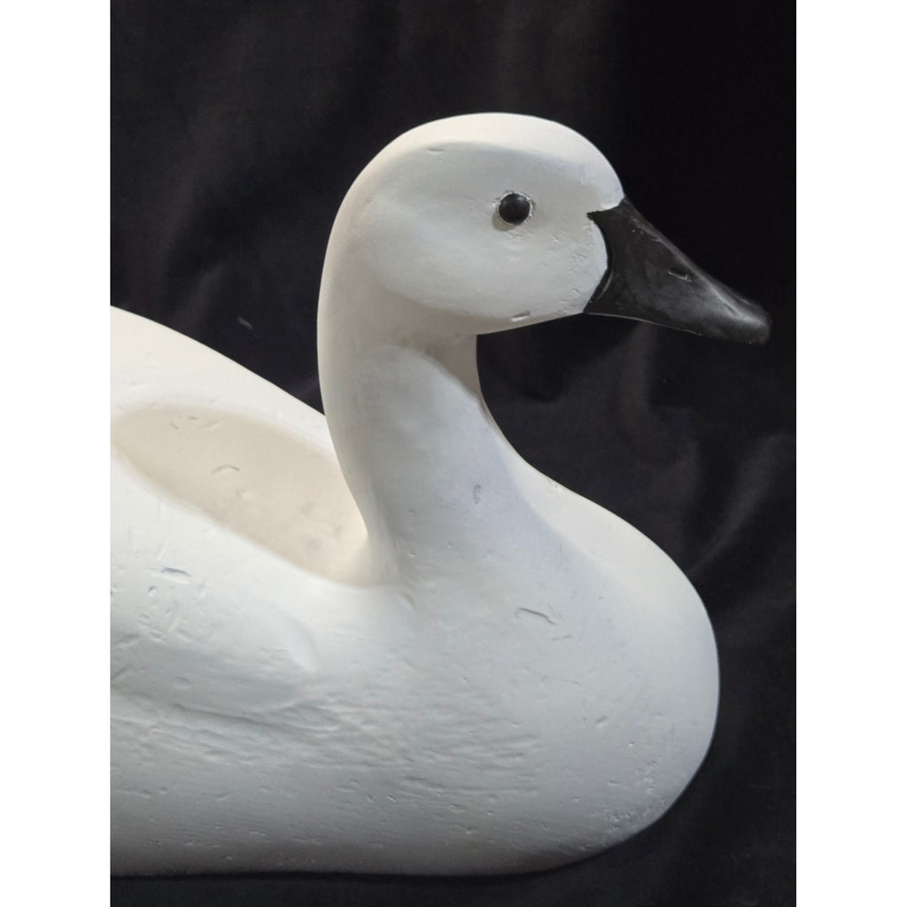 Vintage 20" Wooden Goose, Duck Decoy Sculpture - Elegant White With Black Accents