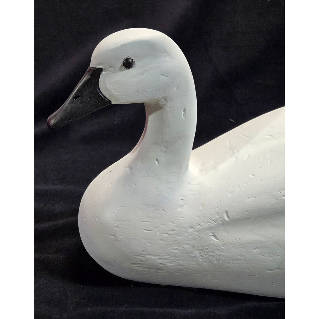 Vintage 20" Wooden Goose, Duck Decoy Sculpture - Elegant White With Black Accents
