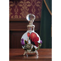 Butterfly perfume Bottle Frosted With Floral Accents & Crystal Stopper