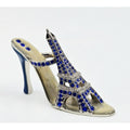 Eiffel Tower Shoe Miniature With Blue Rhinestones & Metallic Silver Finish 3.5 Inches