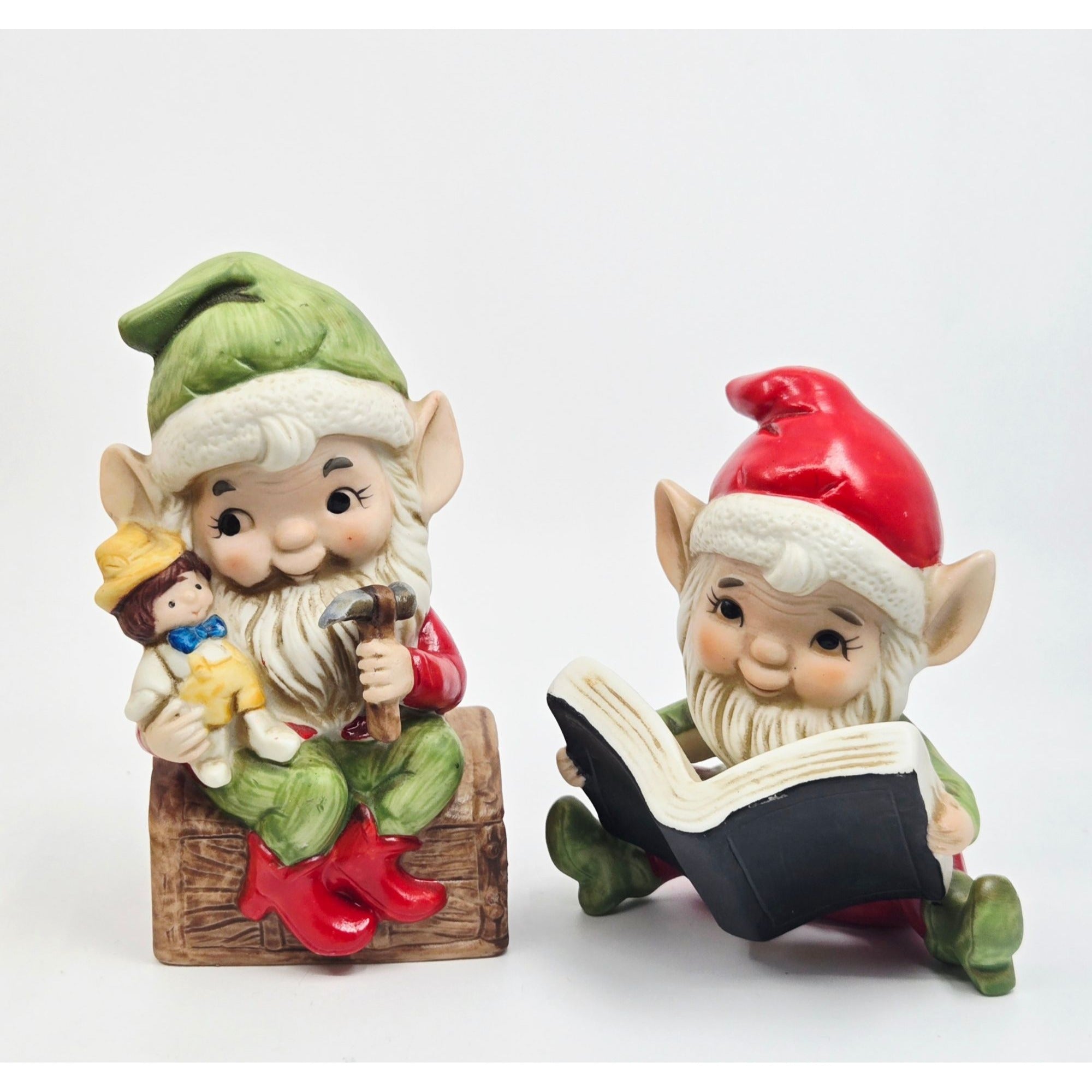 Vintage HOMCO Santas Elves Porcelain Christmas Decor