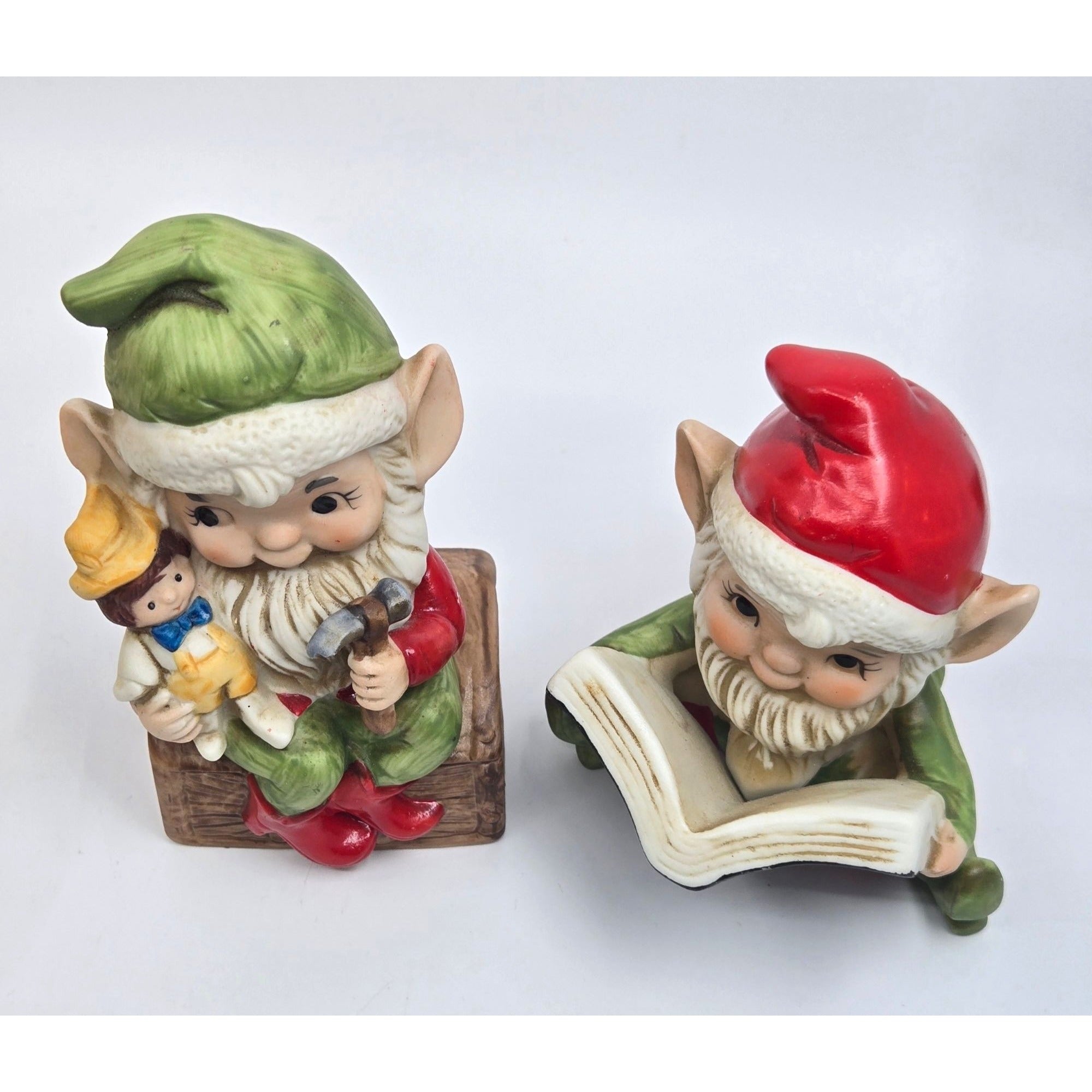 Vintage HOMCO Santas Elves Porcelain Christmas Decor