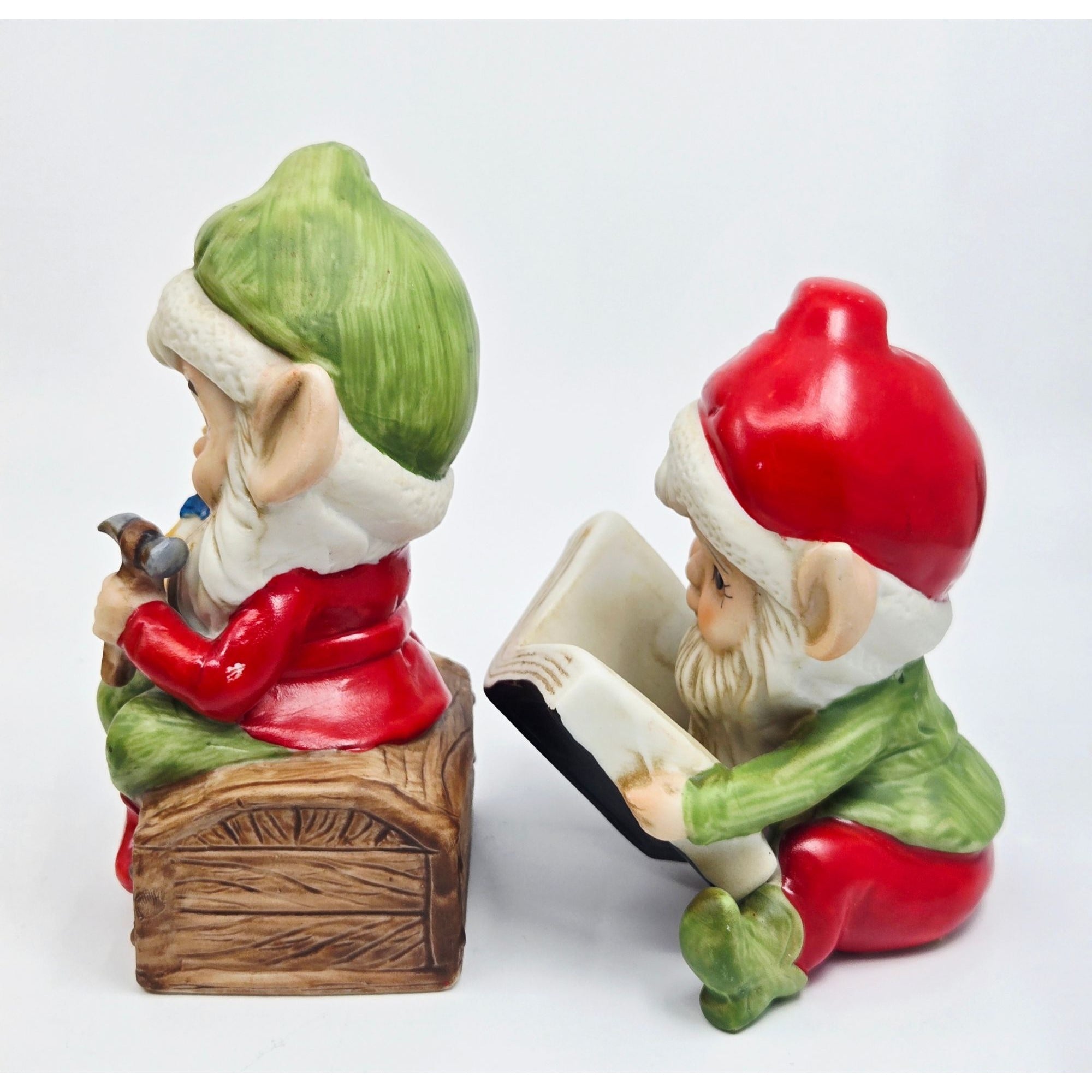 Vintage HOMCO Santas Elves Porcelain Christmas Decor