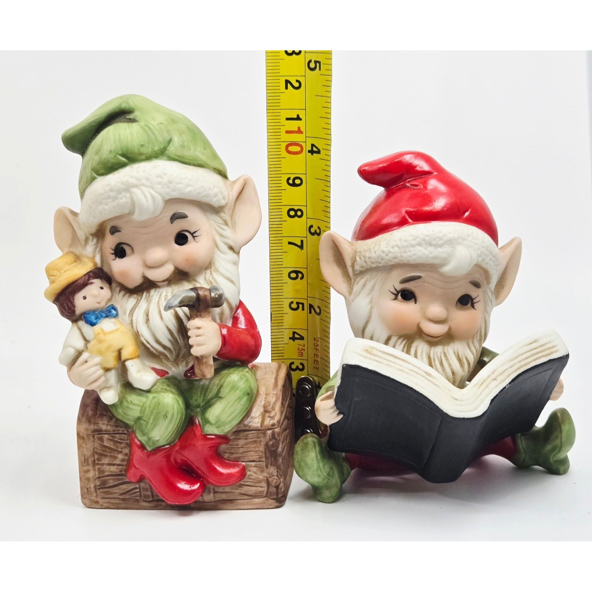 Vintage HOMCO Santas Elves Porcelain Christmas Decor
