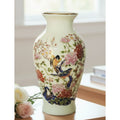 Hand-Painted Floral & Bird Porcelain Vase With Gold Rim - 7 Inches Tall