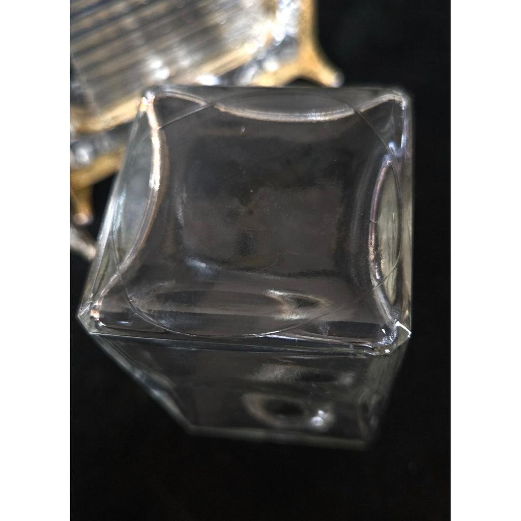 Vintage Glass & Gold-Toned Hollywood Regency Style Vanity Set Perfume Bottle & Dish