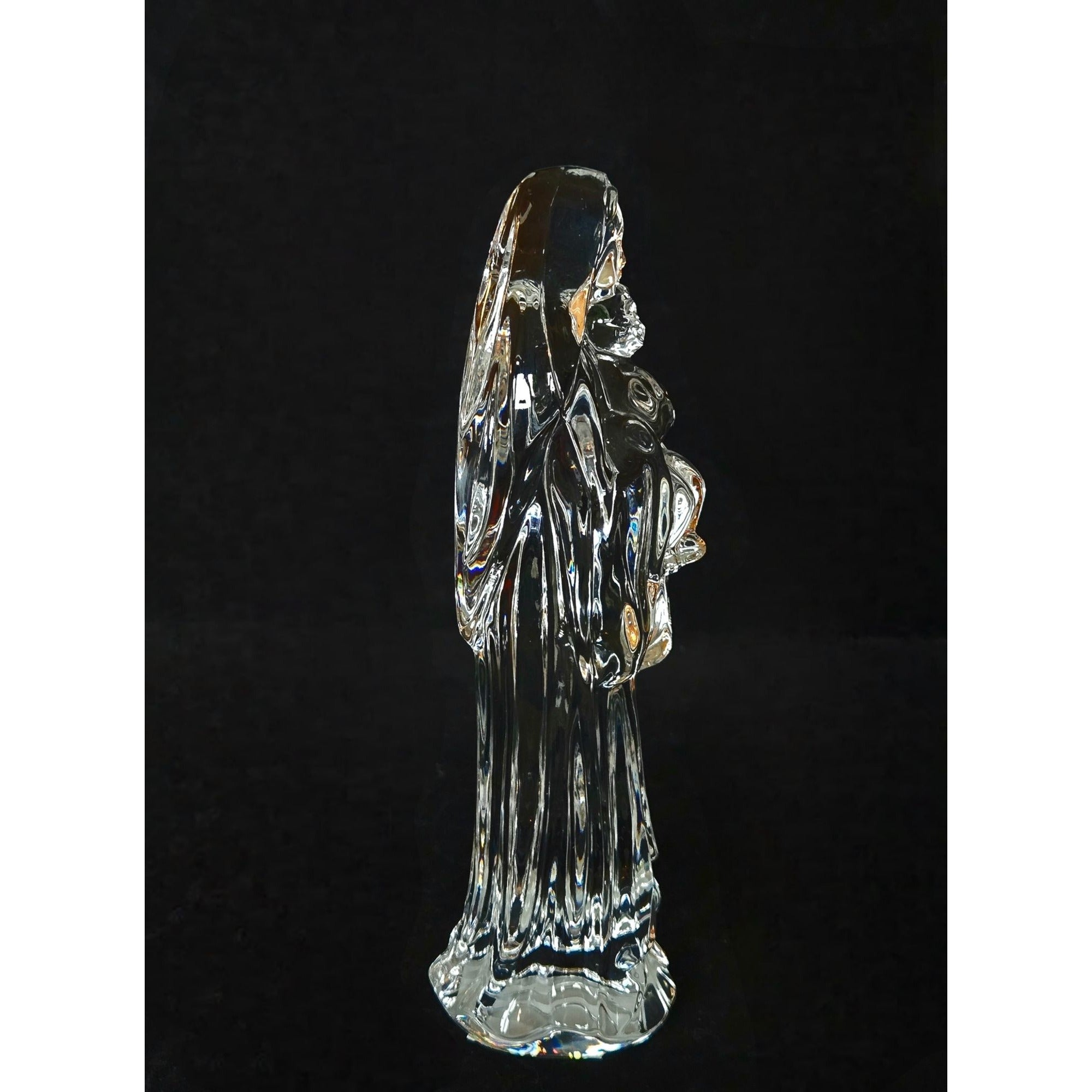 Waterford 7-Inch Crystal Madonna Virgin Mary & Child Figurine Statue Elegant Religious Decor, Nativity
