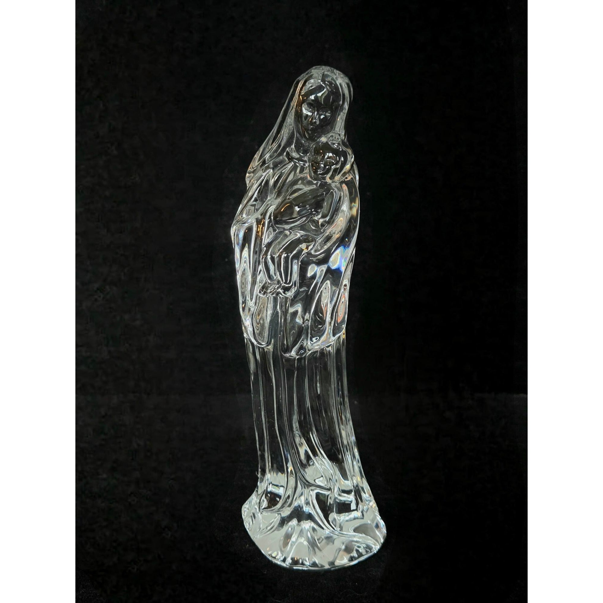 Waterford 7-Inch Crystal Madonna Virgin Mary & Child Figurine Statue Elegant Religious Decor, Nativity