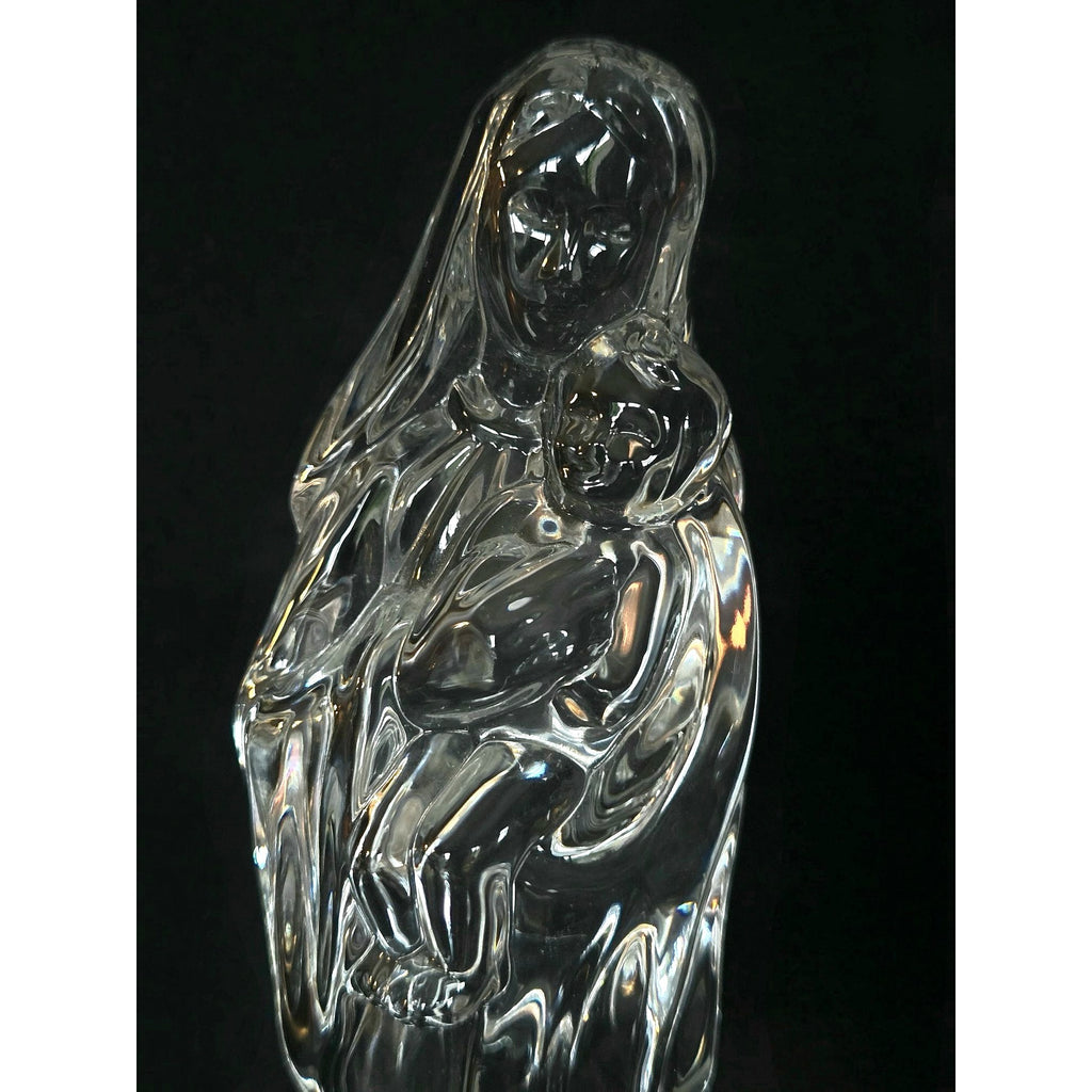 Waterford 7-Inch Crystal Madonna Virgin Mary & Child Figurine Statue Elegant Religious Decor, Nativity