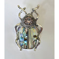 Silver Tone Beetle Brooch With Pink Rhinestone & Inlay Nature-Inspired Jewelry
