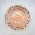 Vintage Imperial Glass Double Dutch Windmill Carnival Glass Bowl Iridescent Pink Finish & Ruffled Edge,Mint
