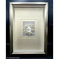 Framed Natural Quartz Crystal Cluster Art Deco wall art With Cream Matte Silver Frame