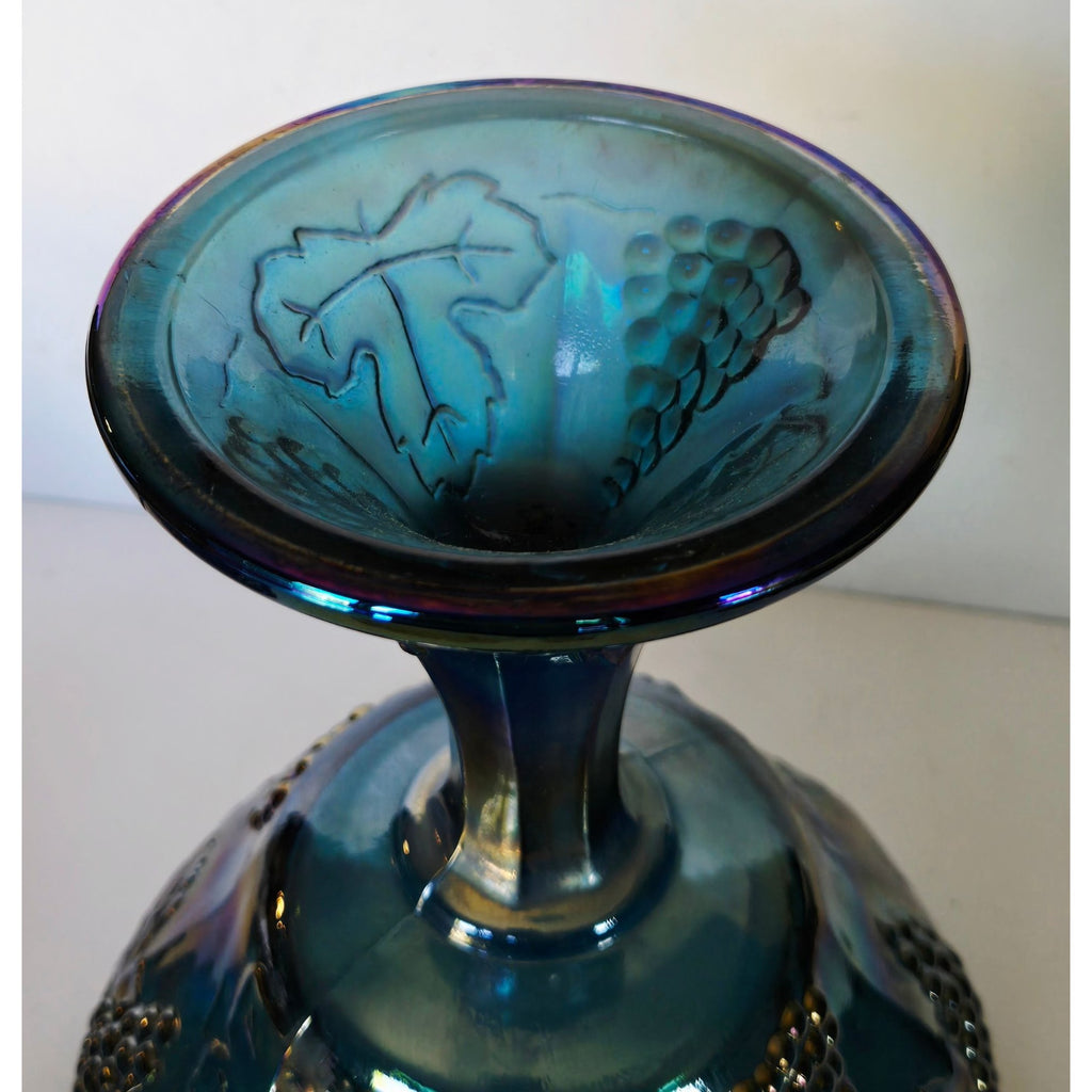 Vintage Indiana Carnival Glass Compote With Lid - Grape & Cable Design