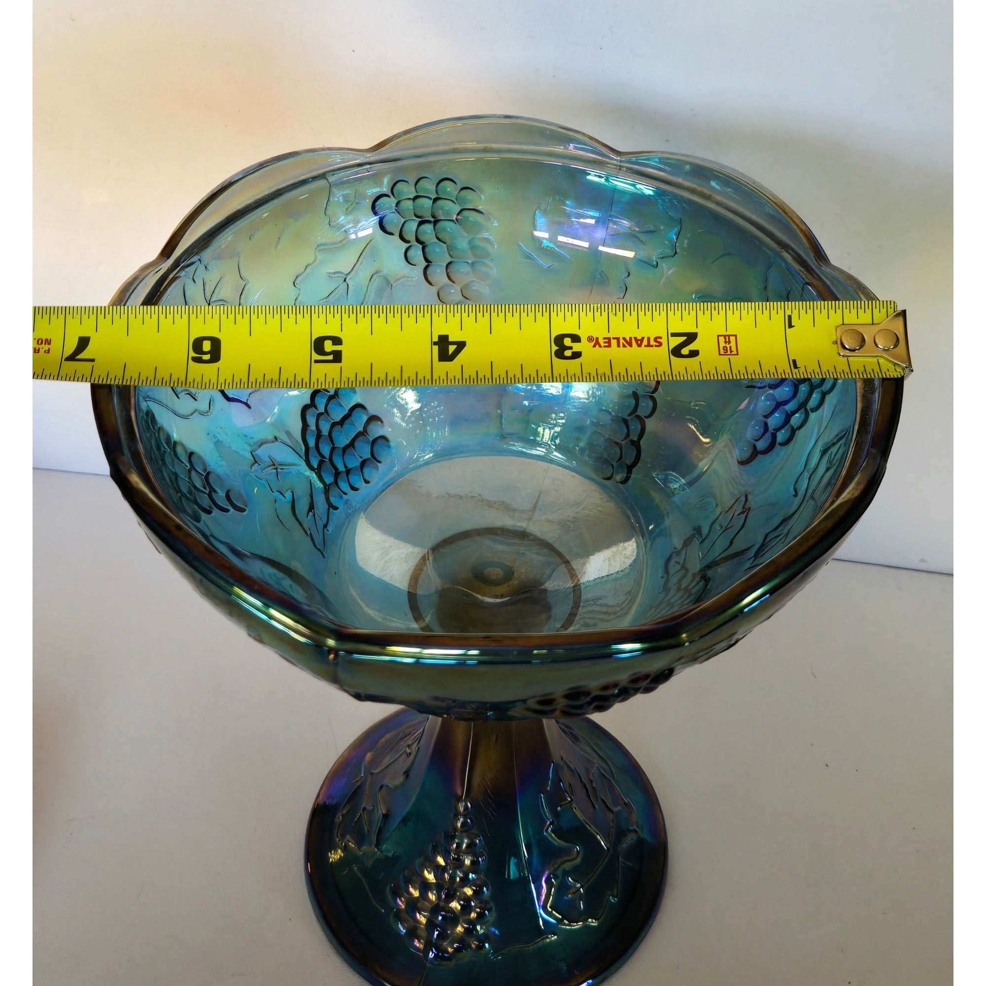 Vintage Indiana Carnival Glass Compote With Lid - Grape & Cable Design