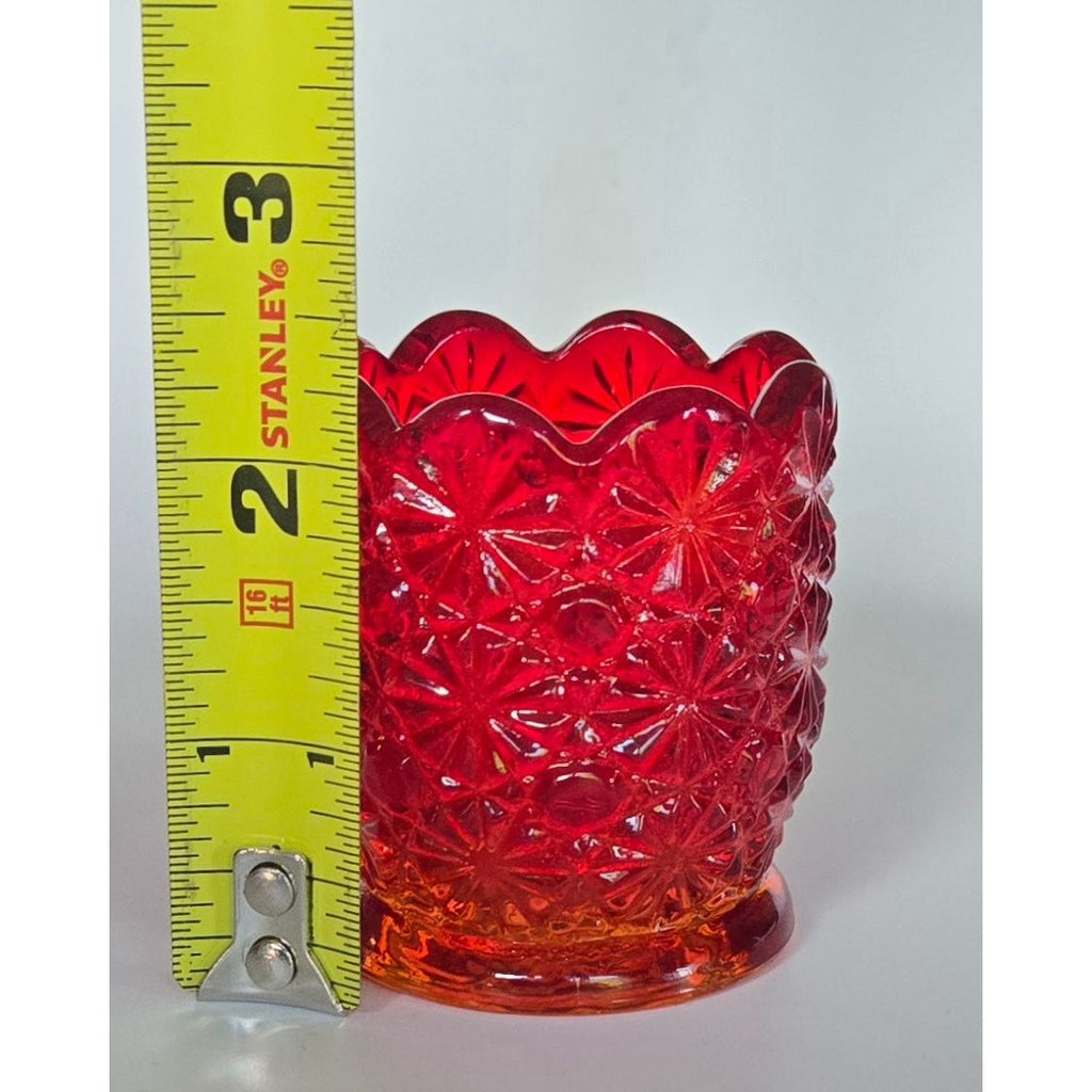 Precious LE Smith Daisy Button Votive Holder Amberina, Red Yellow, cadmium glow MINT