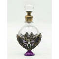 Vintage Glass Butterfly Glass Perfume Bottle With Crystal Accents & Bronze Details