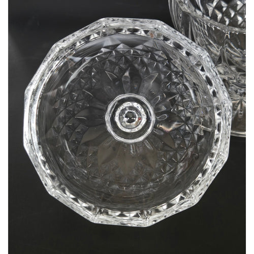Crystal DArques Sugar Bowl, Candy Dish With Lid Diamond Design