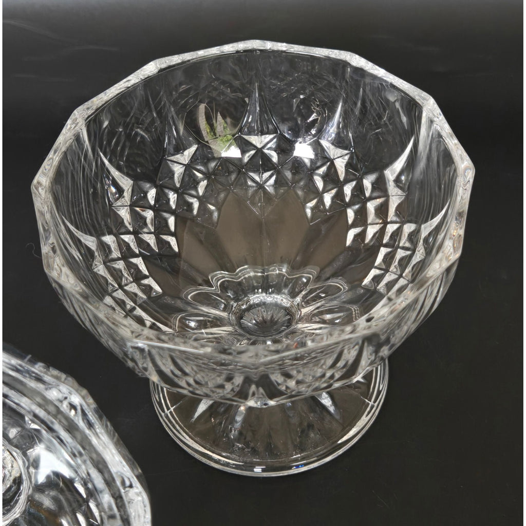 Crystal DArques Sugar Bowl, Candy Dish With Lid Diamond Design