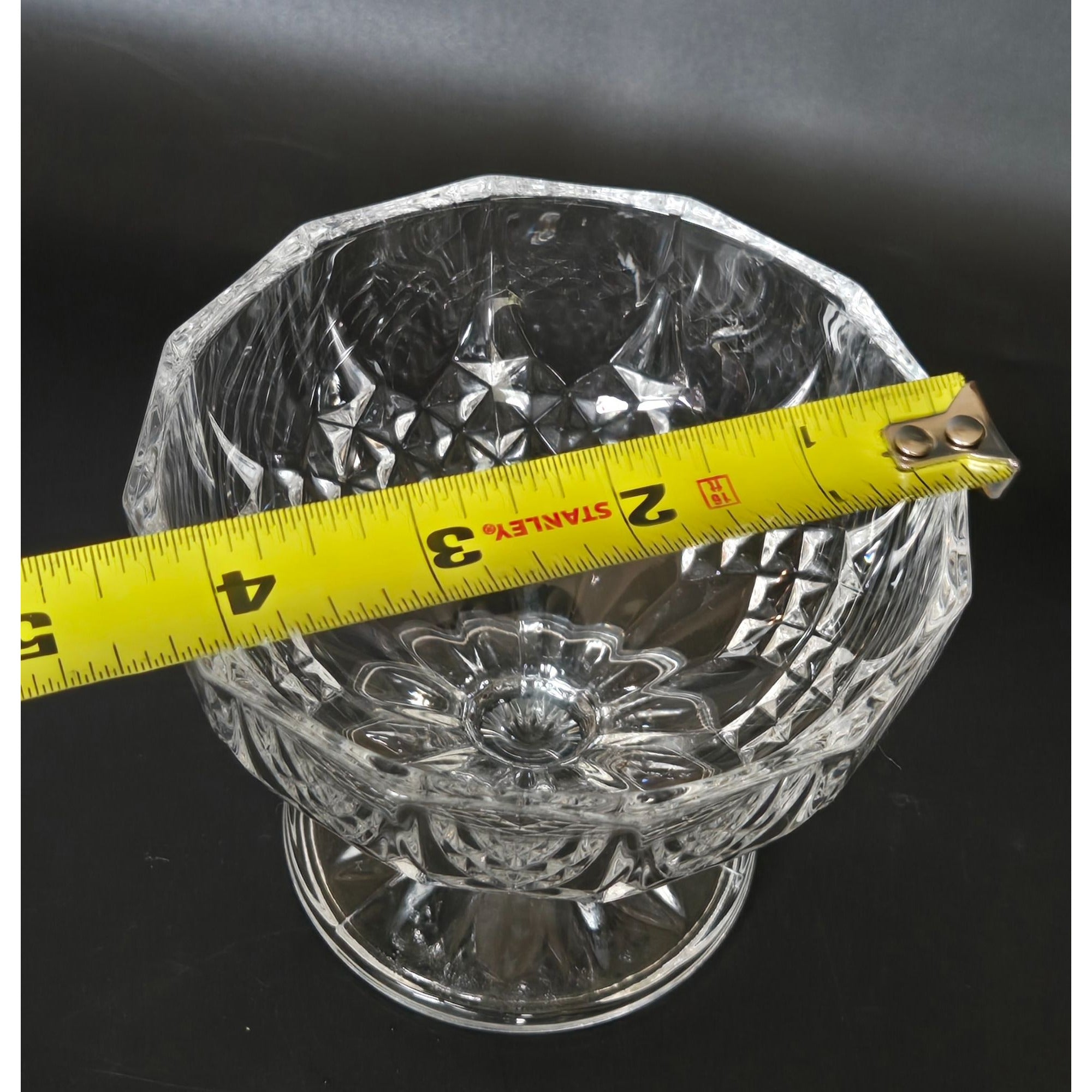 Crystal DArques Sugar Bowl, Candy Dish With Lid Diamond Design