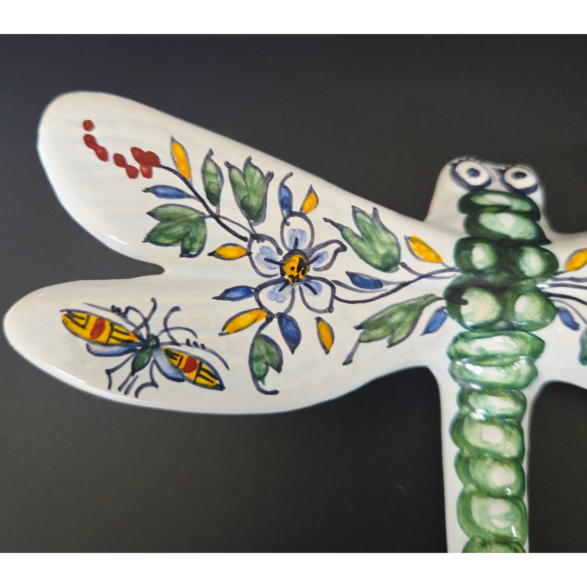 Portugal pottery Dragonfly Wall Art Floral & Insect Motif Home Decor