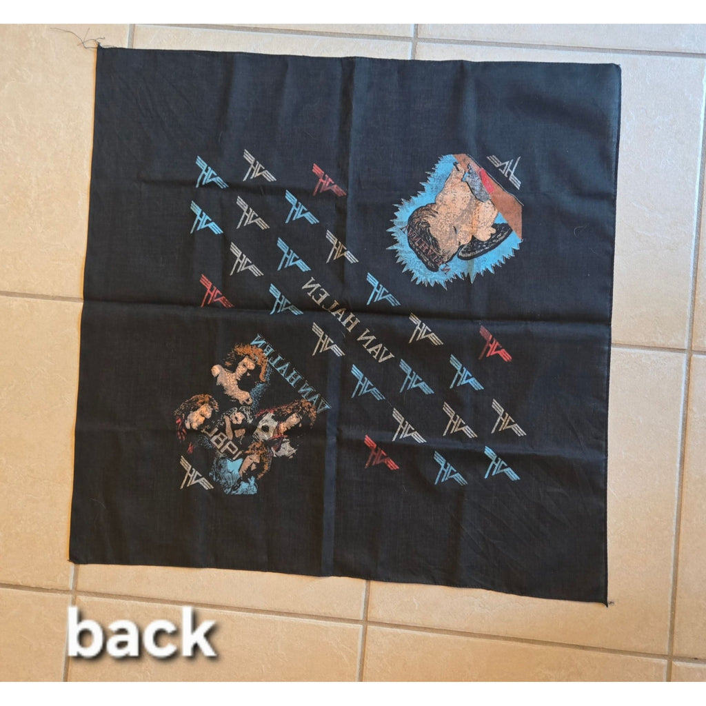 Van Halen 1984 Album Art Black Bandana With Logos Vintage Rock