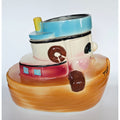 1940s Sierra Tuggle Tugboat Ceramic Cookie Jar  Hand-Painted Nautical Decor Collectible