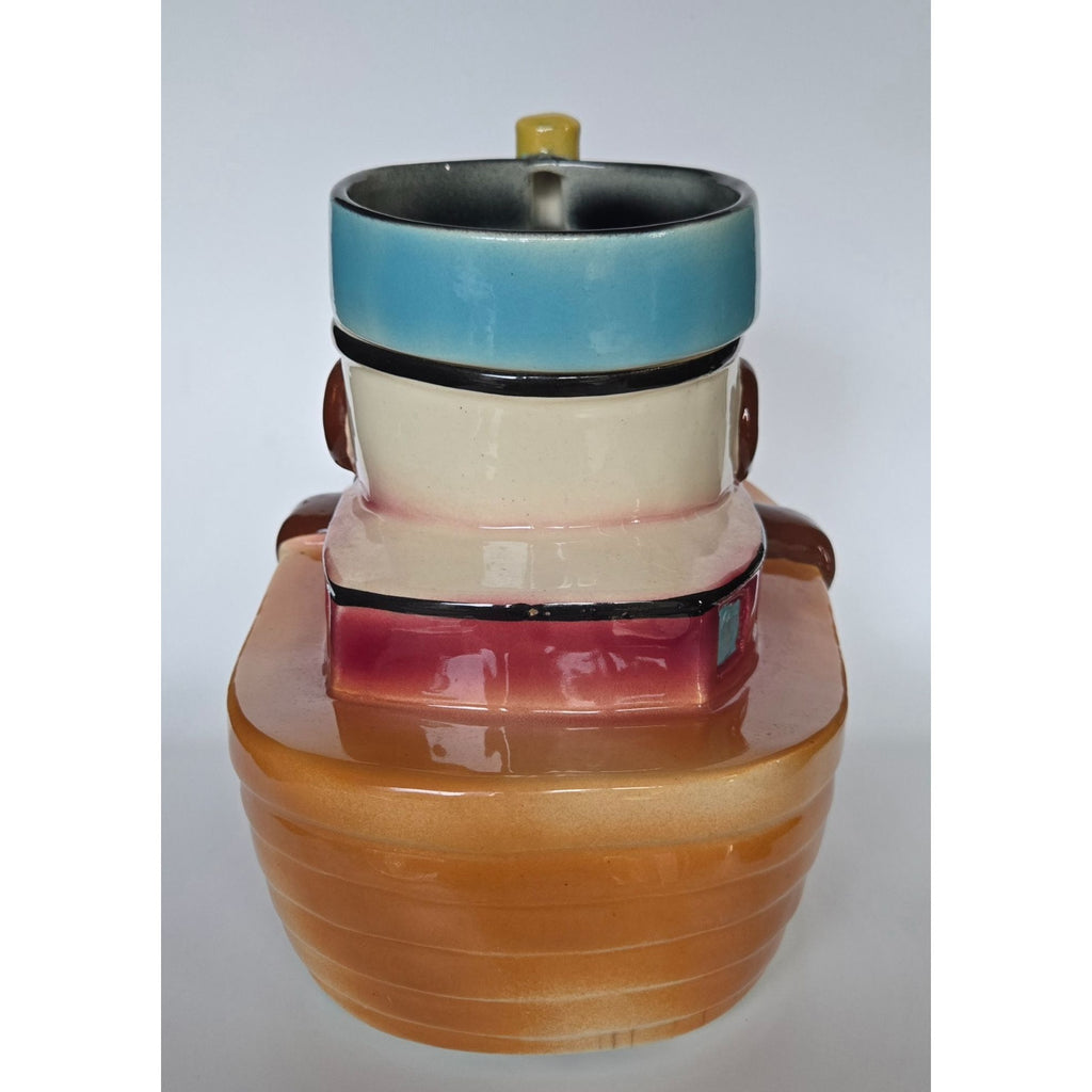 1940s Sierra Tuggle Tugboat Ceramic Cookie Jar  Hand-Painted Nautical Decor Collectible