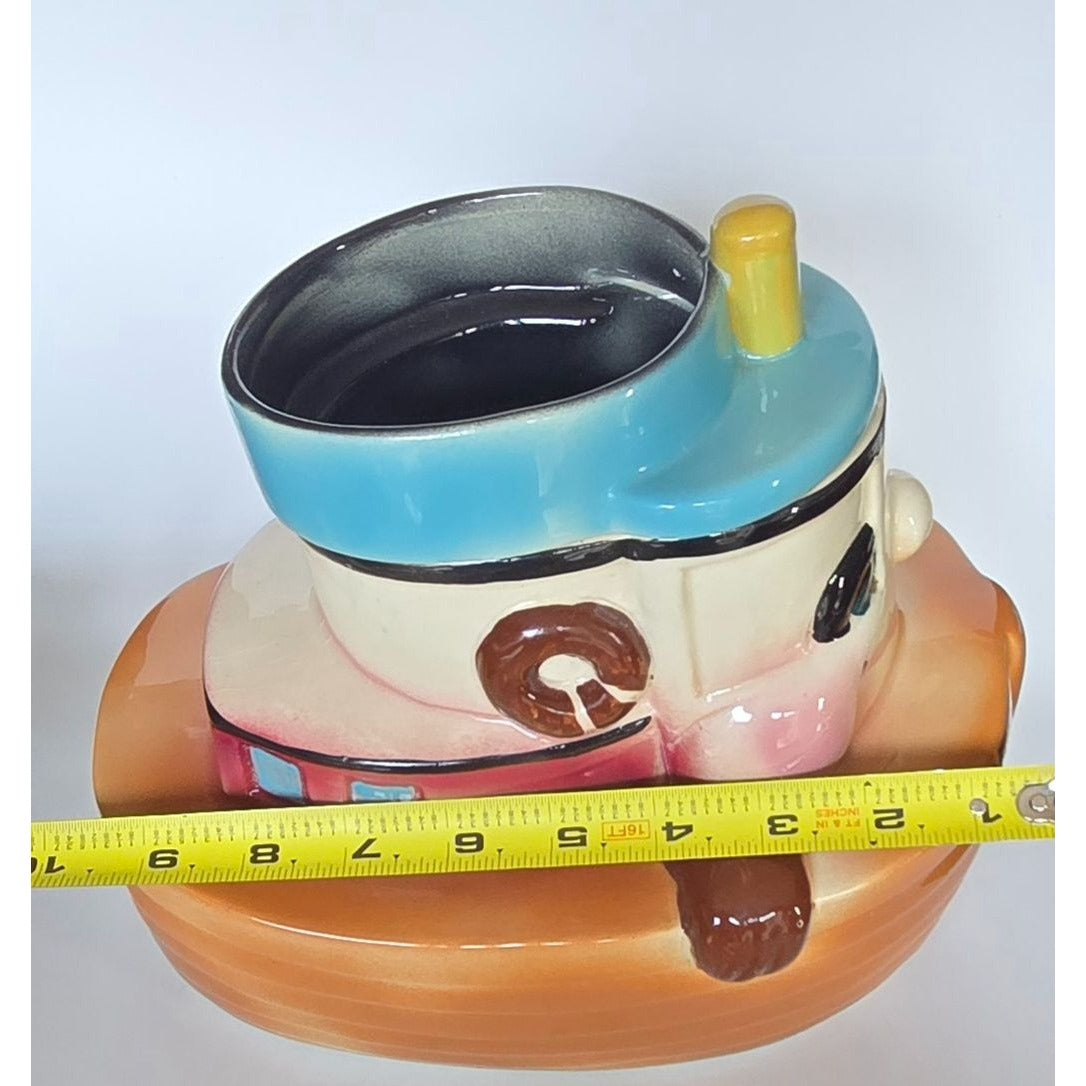 1940s Sierra Tuggle Tugboat Ceramic Cookie Jar  Hand-Painted Nautical Decor Collectible