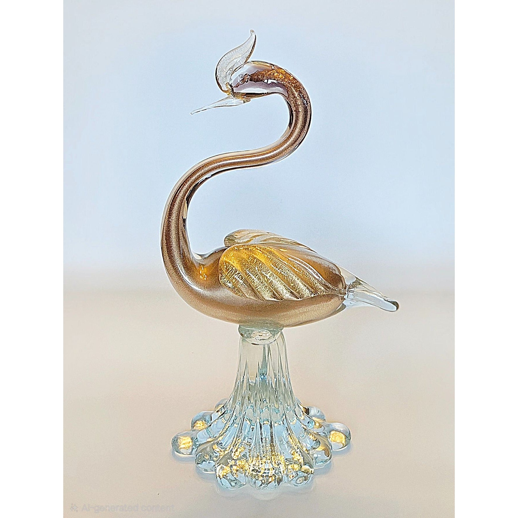1950s Murano Arte Vetreria Muranese Bird, Swan Cased Clear/Gold Aventurine, Beautiful