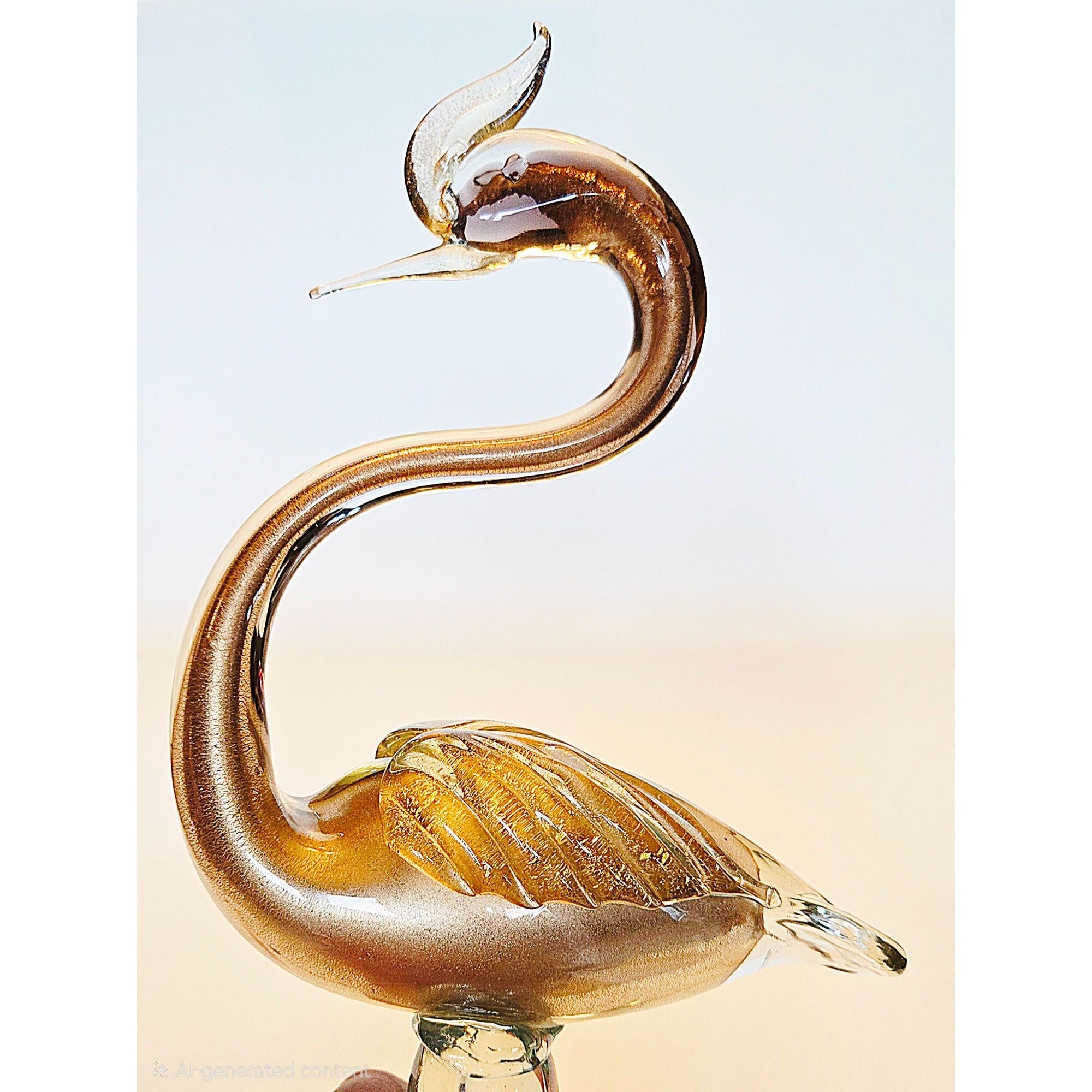 1950s Murano Arte Vetreria Muranese Bird, Swan Cased Clear/Gold Aventurine, Beautiful