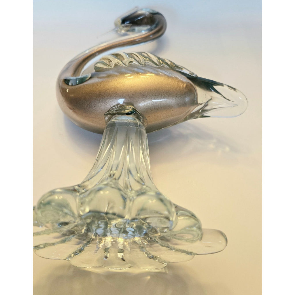 1950s Murano Arte Vetreria Muranese Bird, Swan Cased Clear/Gold Aventurine, Beautiful