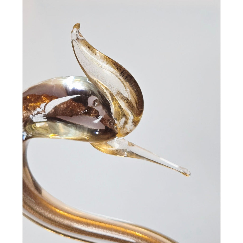 1950s Murano Arte Vetreria Muranese Bird, Swan Cased Clear/Gold Aventurine, Beautiful