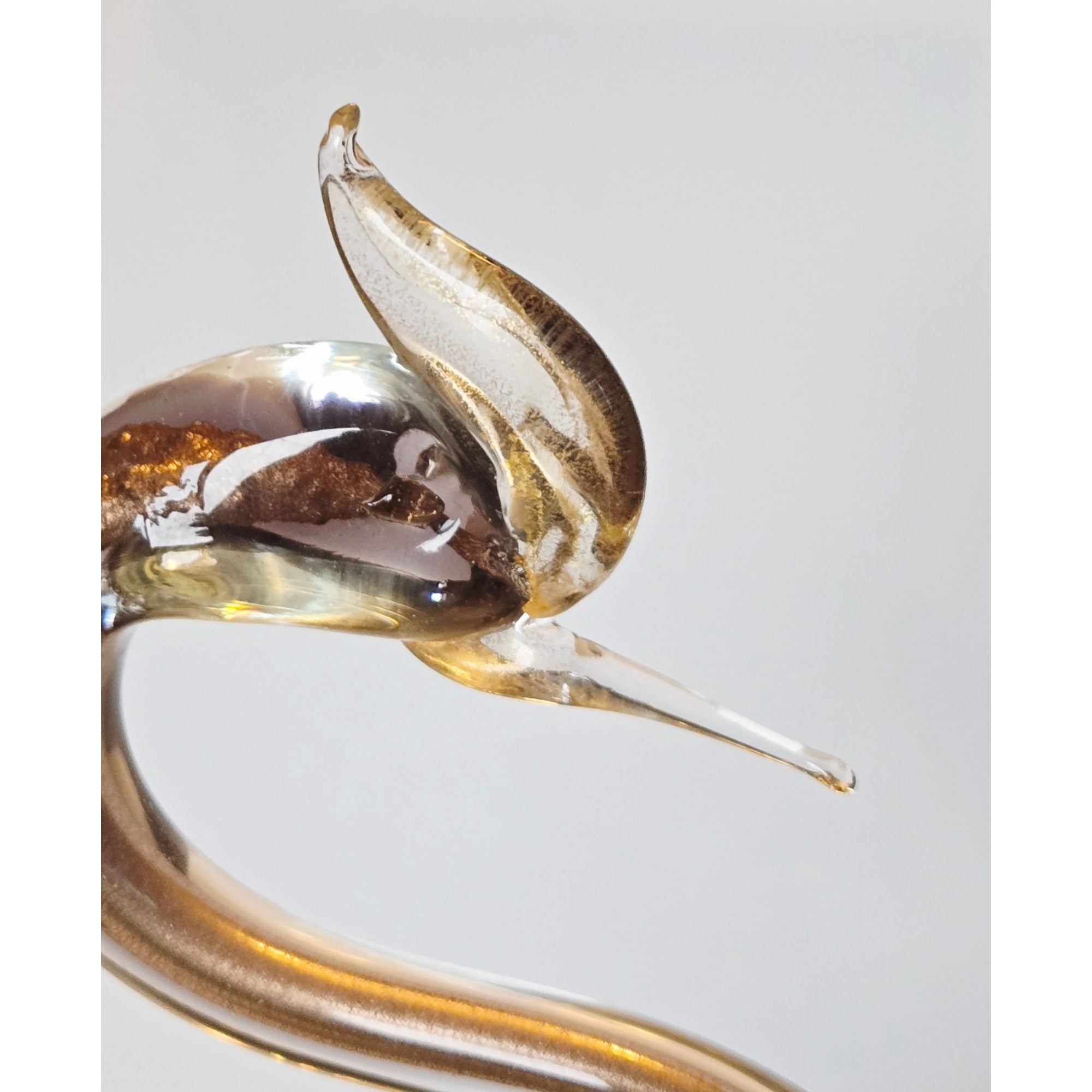 1950s Murano Arte Vetreria Muranese Bird, Swan Cased Clear/Gold Aventurine, Beautiful