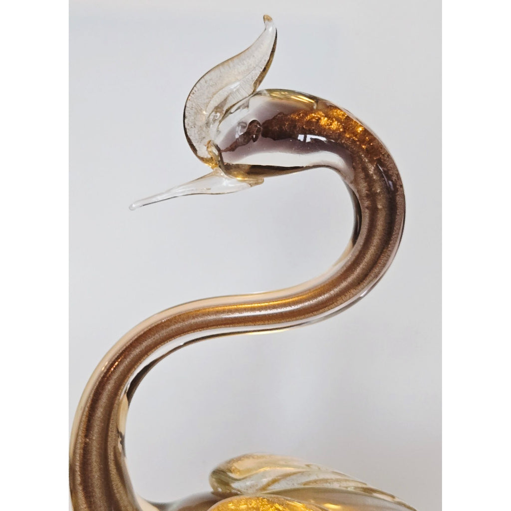 1950s Murano Arte Vetreria Muranese Bird, Swan Cased Clear/Gold Aventurine, Beautiful