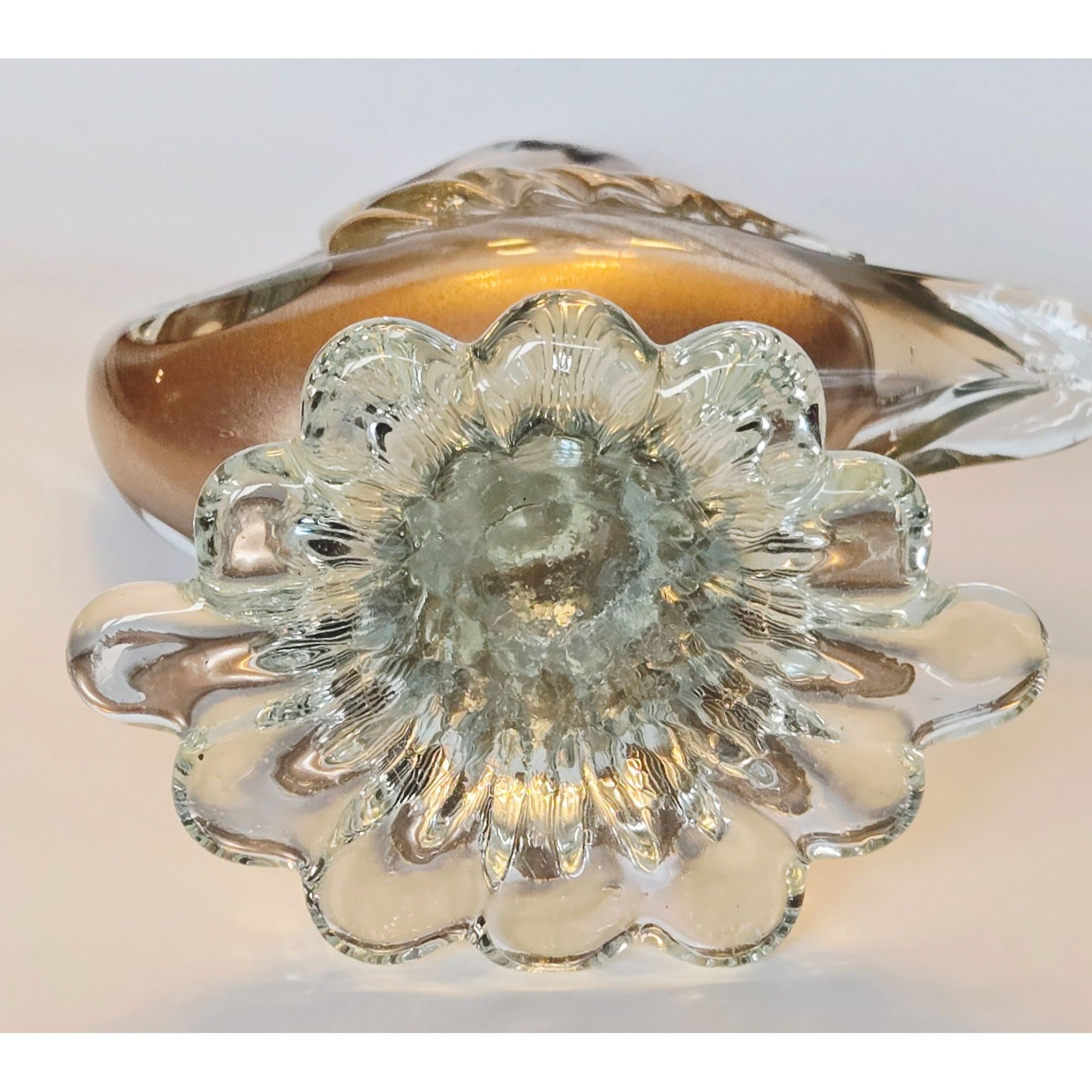 1950s Murano Arte Vetreria Muranese Bird, Swan Cased Clear/Gold Aventurine, Beautiful