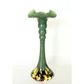 1920s Welz Czech Glass Jade Green Vase With Splatter Base, bottom Glows
