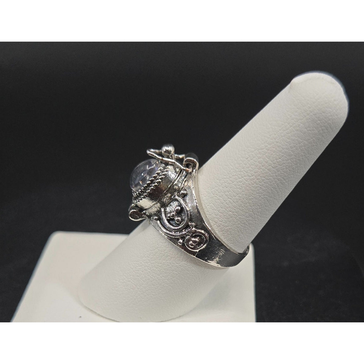 Vintage Silver Tone Poison Locket Ring Size 8