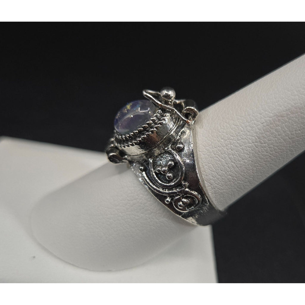 Vintage Silver Tone Poison Locket Ring Size 8