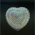 LE Smith Carnival Glass Heart Box, Excellent Condition, Iridescent Diamond Point Design, 5 "