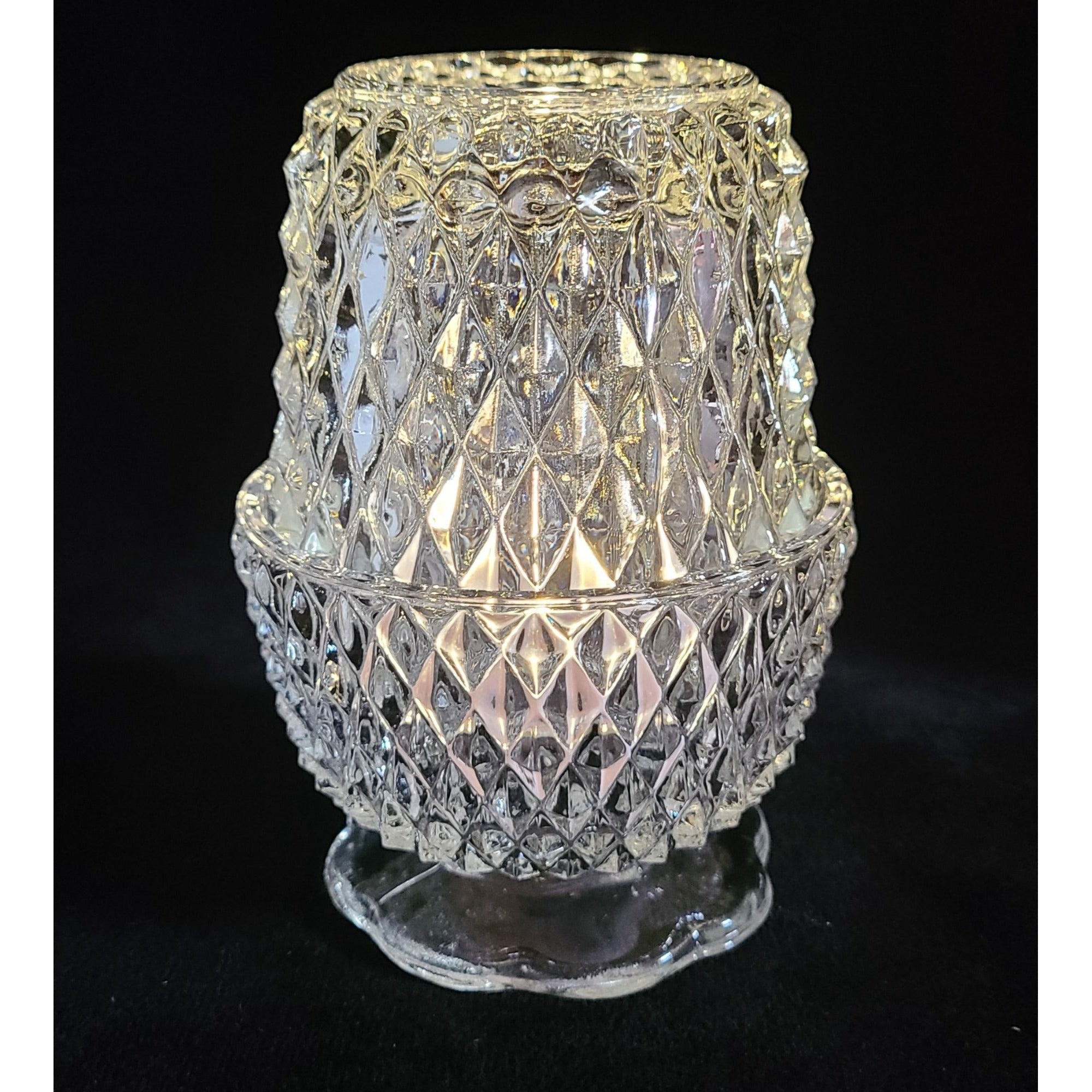 Vintage Indiana Glass Diamond Point Fairy Lamp, Angel Light, Votive Candle Lamp, Collectible