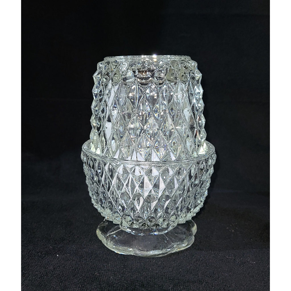 Vintage Indiana Glass Diamond Point Fairy Lamp, Angel Light, Votive Candle Lamp, Collectible