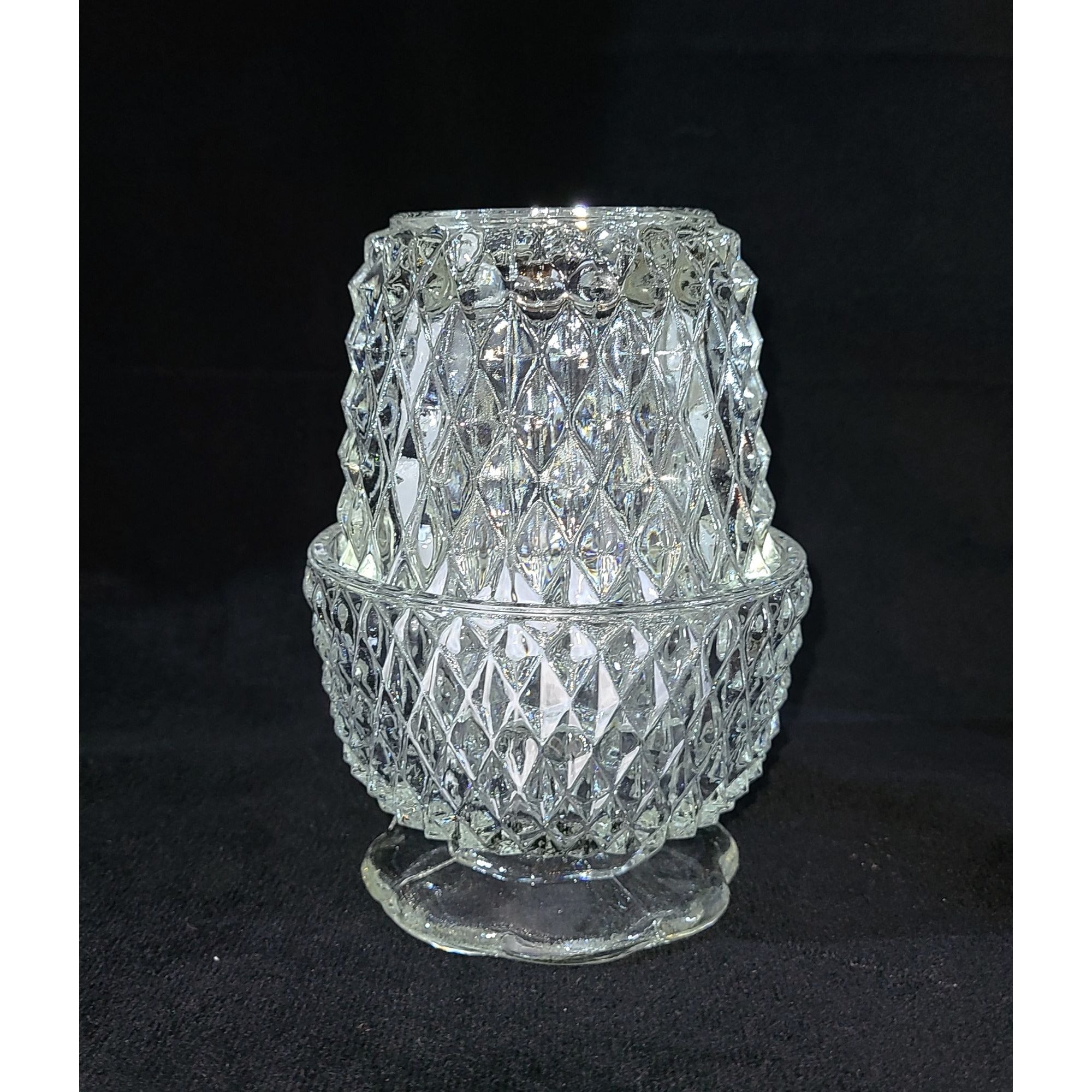 Vintage Indiana Glass Diamond Point Fairy Lamp, Angel Light, Votive Candle Lamp, Collectible