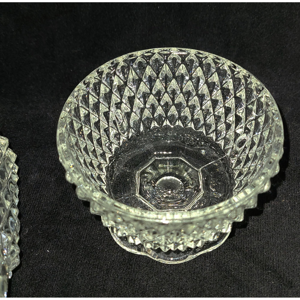 Vintage Indiana Glass Diamond Point Fairy Lamp, Angel Light, Votive Candle Lamp, Collectible