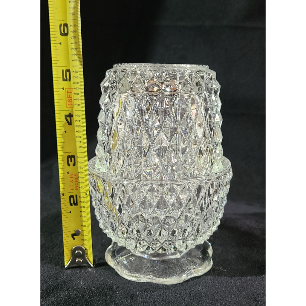 Vintage Indiana Glass Diamond Point Fairy Lamp, Angel Light, Votive Candle Lamp, Collectible