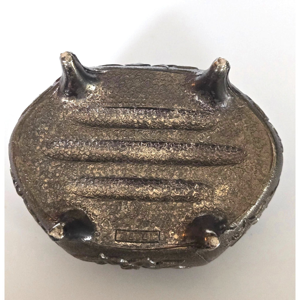 Floral Metal Footed Trinket Box With Ornate Floral Design & Starburst Cabachon
