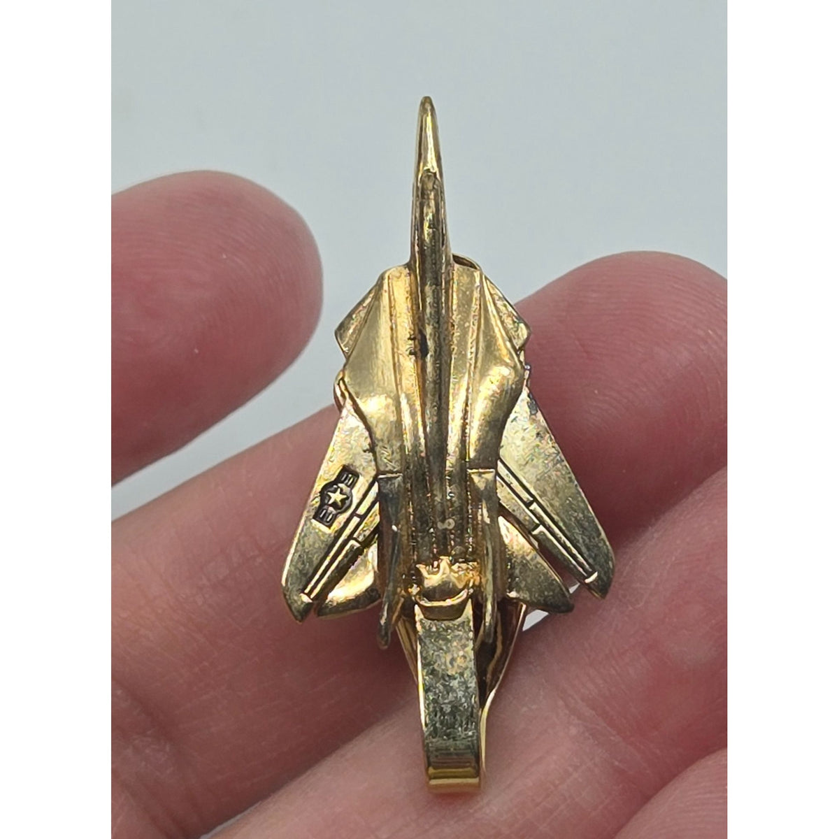 Vintage brass F14 Tomcat Fighter Jet Tie Clip